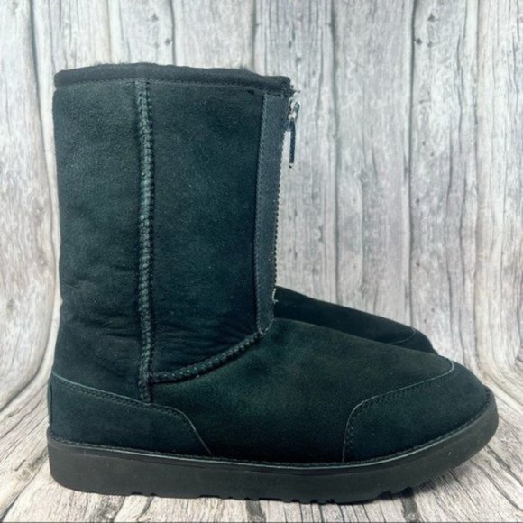 UGG Shoes - UGG Classic Short Zip Phillip Lim Black Suede Sheepskin Boots Women's Size 9.5